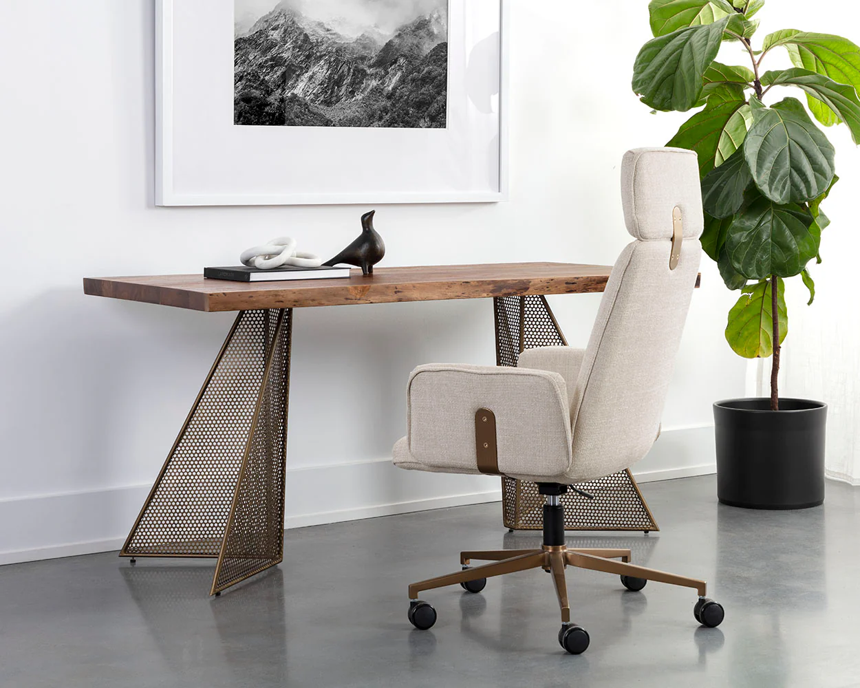 Mickey Desk Modern Writing Desk with Storage for Home Office, Study Room, or Bedroom Workspace - Image 2